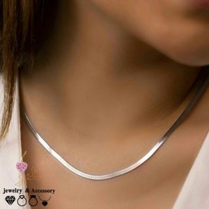 فروش عمده | گردنبند ماری نقره ای (45 سانتی پرنسسی) + 5 سانت زنجیر اضافه