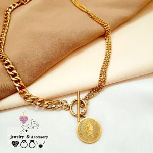 فروش عمده | گردنبند کارتیه ترکیبی سکه الیزابت (کیفیت درجه یک)