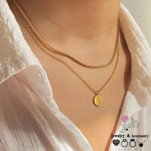 فروش عمده | گردنبند ظریف 2 زنجیره پولک سکه ای (استیل درجه یک)
