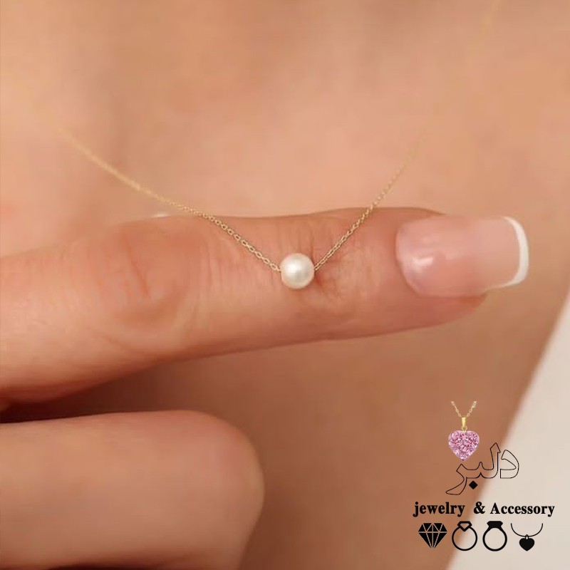 فروش عمده | گردنبند مرواریدی ظریف با زنجیر استیل – طلایی و نقره ای
