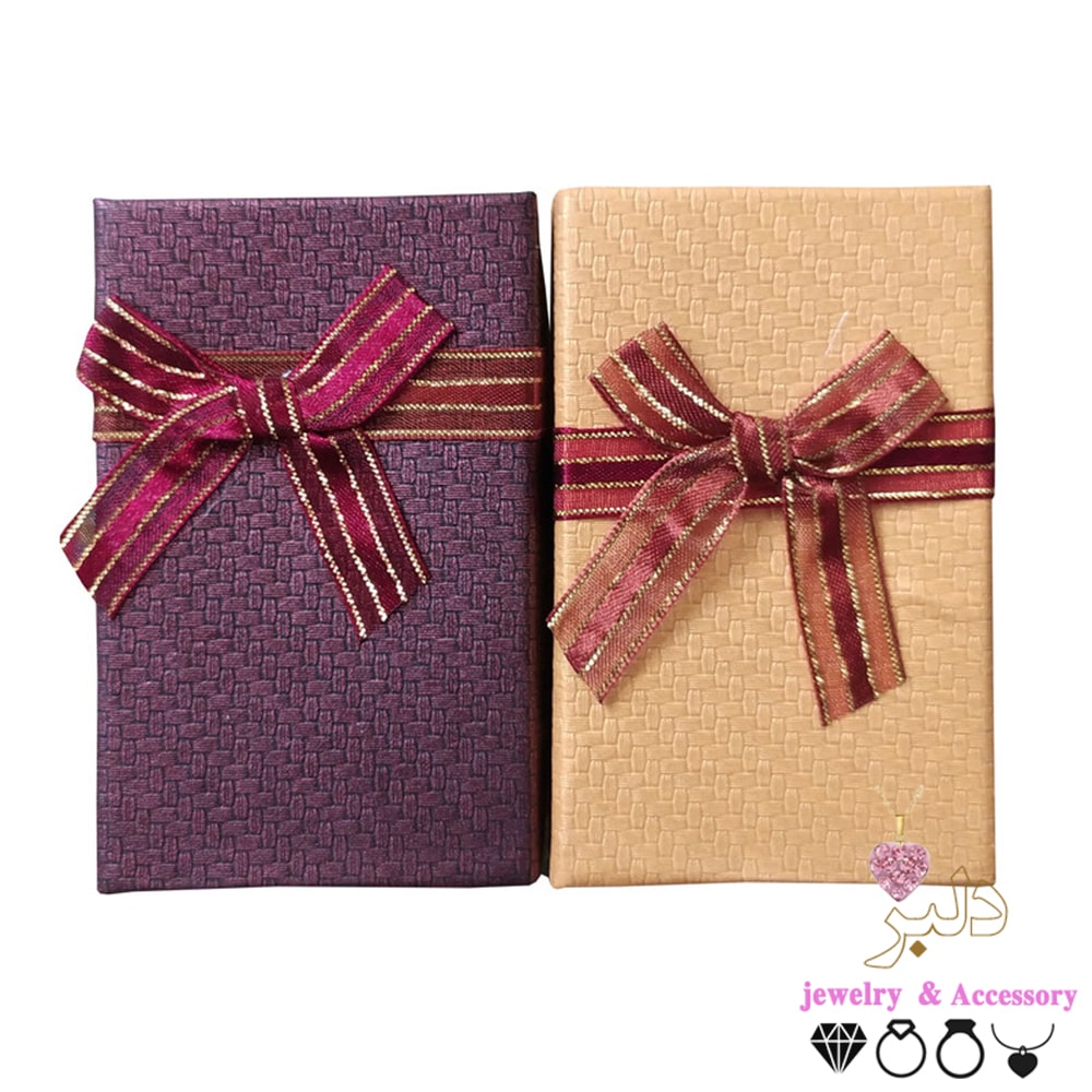 جعبه کادویی گردنبندی مقوایی با ابر مخمل و پاپیون (عمده)
