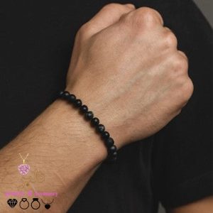 دستبند مردانه سنگی اونیکس فری‌سایز مخصوص فروش عمده دلبر
