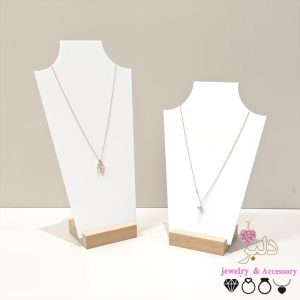 پایه استند نگهدارنده زیورآلات چوبی ۲۰ سانتی با روکش سفید تخت
