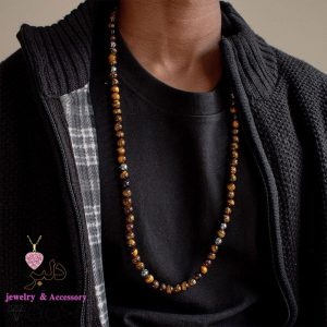 گردنبند-مردانه-عمده-چشم-ببر-حدید-۷۰سانتی