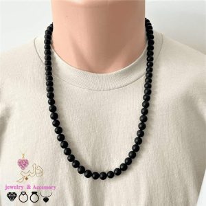 فروش عمده گردنبند مردانه اونیکس سایز ۰.۸ مات | بلند و قابل تنظیم | حاشیه سود عالی