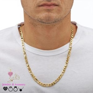 گردنبند فیگارو استیل مردانه طلایی ۶۰ سانت با قفل طوطی