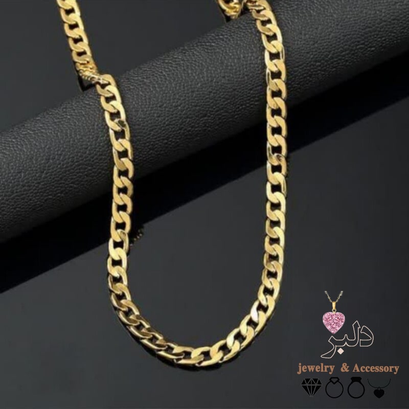 خرید عمده گردنبند کارتیه درشت ۲.۲ طلایی استیل رنگ ثابت
