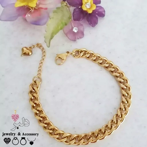 فروش عمده دستبند استیل کارتیه با آویز قلب (رنگ ثابت و ضد حساسیت)