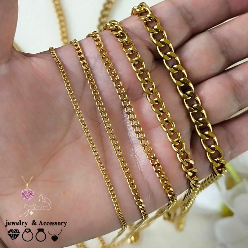 فروش عمده پابند استیل کارتیر دلبر | زنجیر کلاسیک رنگ ثابت | ضد حساسیت